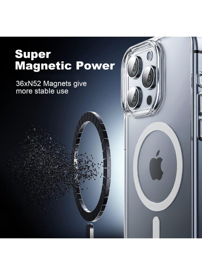 DEIN iPhone 16 Pro 3in1 Phone Accessories Bundle - Heavy duty Shockproof Clear Cover Case [MagSafe Compatible] + Tempered Glass Screen Protector + Camera Lens Protector, Anti Yellowing Magnetic Case - Image 3