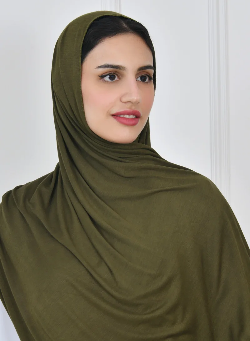 HAWRAA ABAYA Bright olive green cotton shawl
