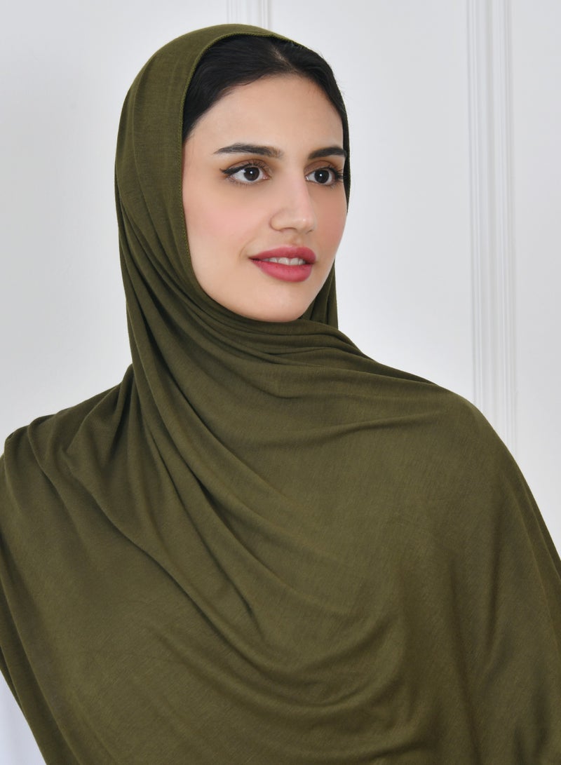 HAWRAA ABAYA Bright olive green cotton shawl - Image 2