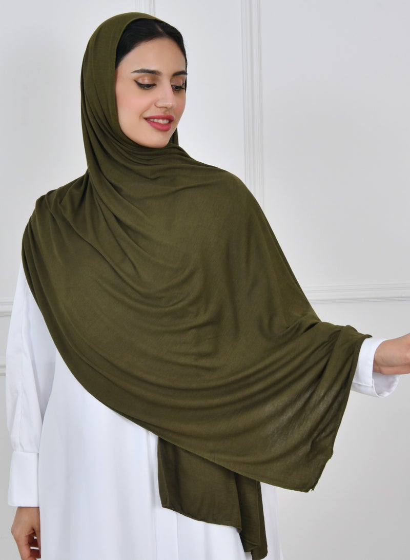HAWRAA ABAYA Bright olive green cotton shawl - Image 1