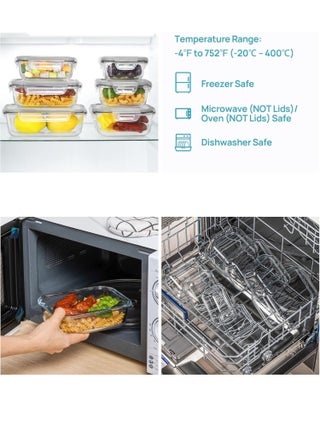 8 Pack Glass Containers Set for Food Storage with Airtight Lids, Meal Prep Container Glass for Lunch, On the Go, Leftover, Freezer, Fridge, Microwave, Dishwasher Safe, BPA Free - view 3