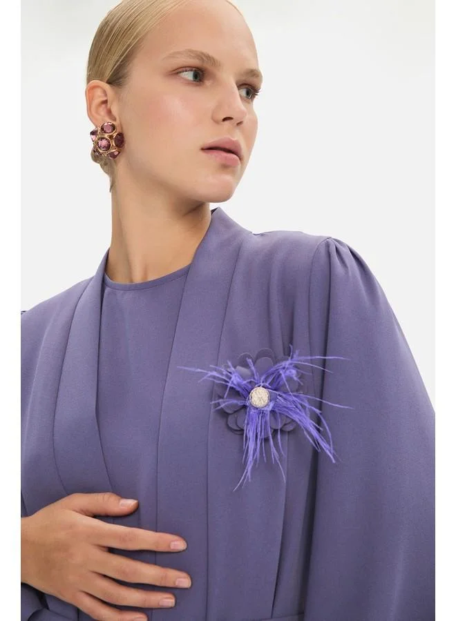 JUNE June Women Embroidered Detailed Abaya Lilac