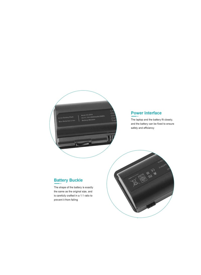 Terabyte Replacement Laptop Battery For HP Pavilion Dv4/Dv5/Dv5t/Dv6/G50/G60/G70/Hdx16 Series Black - Image 4