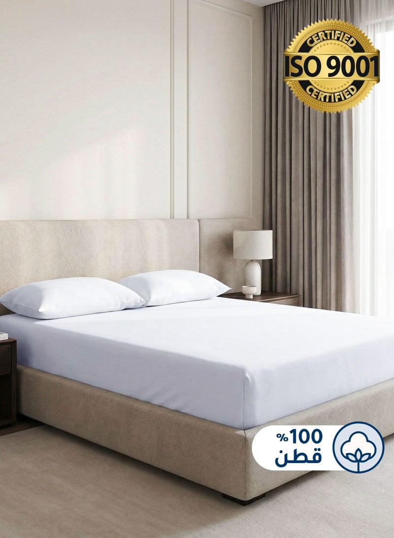 Master Home Textile Cotton Fitted Sheet Set,  100% Cotton, 200 TC, 2 Pieces Single Size with 30 cm Deep Pocket - Image 1