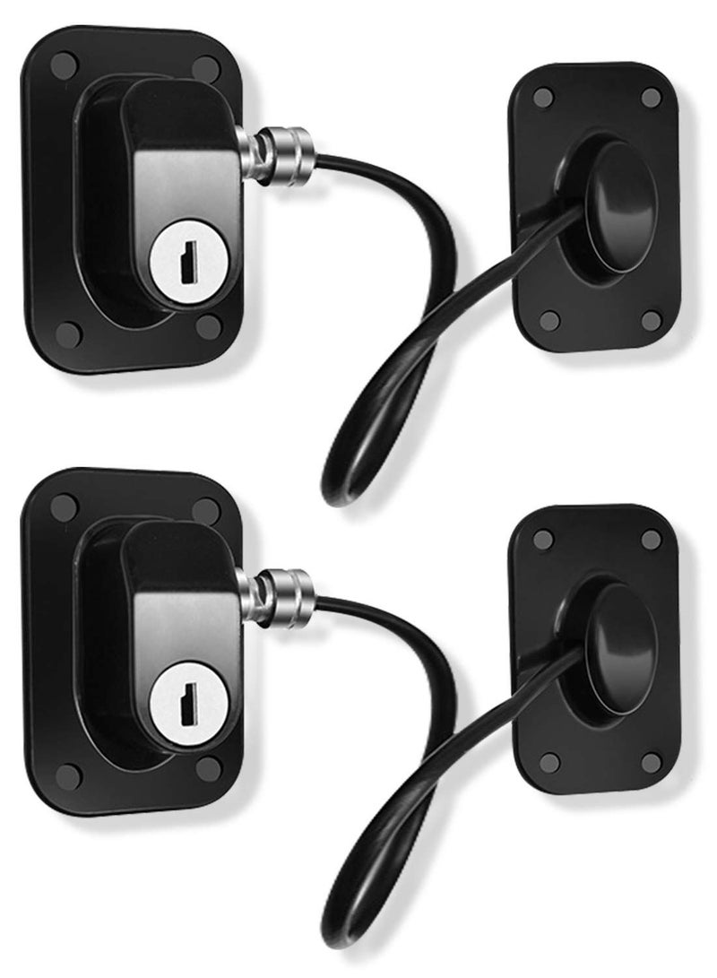 SYOSI Refrigerator Lock with Key Self-adhesive Freezer Door Drawer Lock Without Punching Child Safety Lock Furniture Sliding Window Limiter Mini Anti-theft Lock (2 Pieces, Black) - Image 1