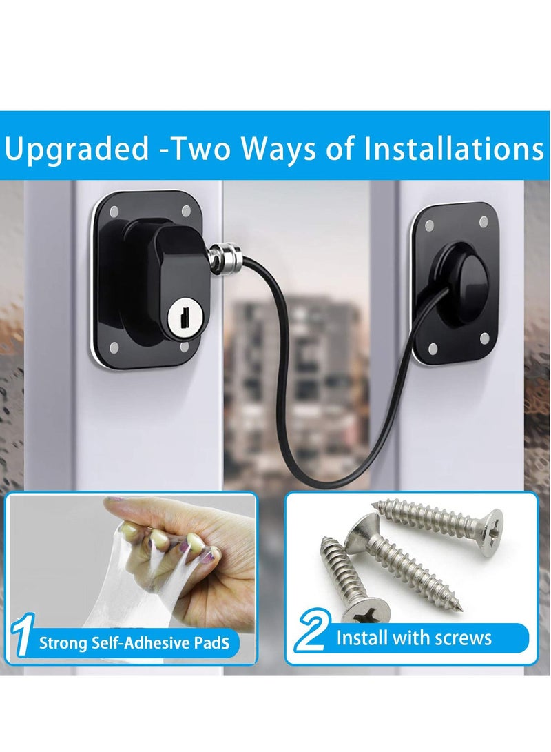 SYOSI Refrigerator Lock with Key Self-adhesive Freezer Door Drawer Lock Without Punching Child Safety Lock Furniture Sliding Window Limiter Mini Anti-theft Lock (2 Pieces, Black) - Image 3