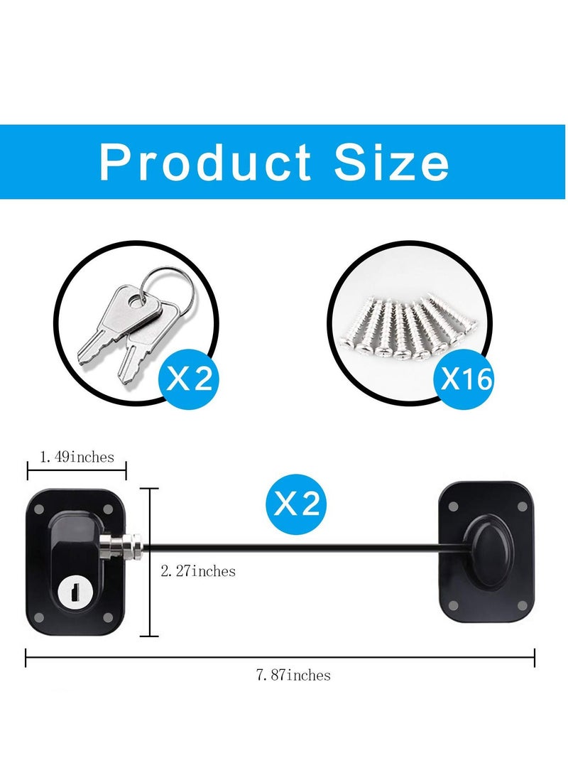 SYOSI Refrigerator Lock with Key Self-adhesive Freezer Door Drawer Lock Without Punching Child Safety Lock Furniture Sliding Window Limiter Mini Anti-theft Lock (2 Pieces, Black) - Image 2