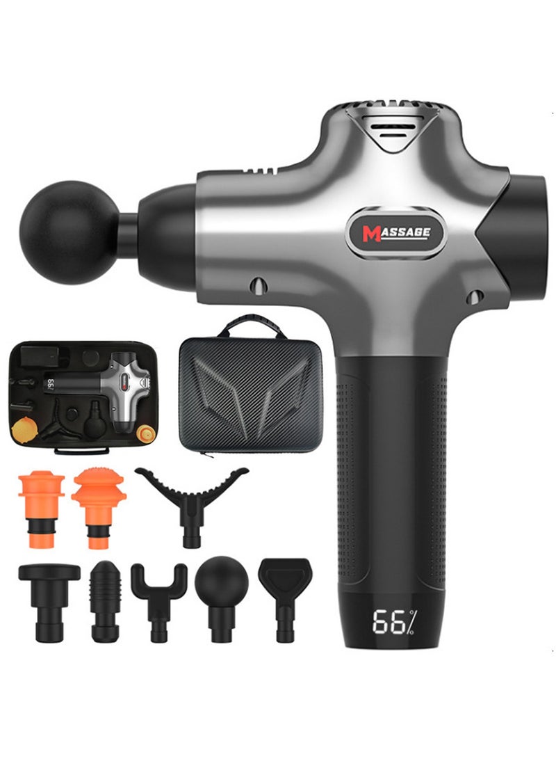 عربست مسدس تدليك كهربائي عالي التردد لتدليك الجسم بحركة تدليك كهربائية للاسترخاء لتقليل الألم - أسود - Image 1