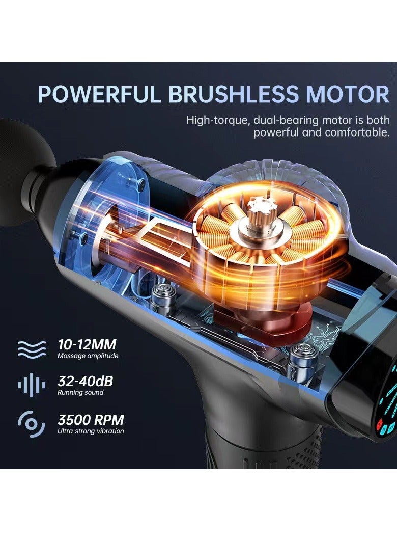 عربست مسدس تدليك كهربائي عالي التردد لتدليك الجسم بحركة تدليك كهربائية للاسترخاء لتقليل الألم - أسود - Image 4