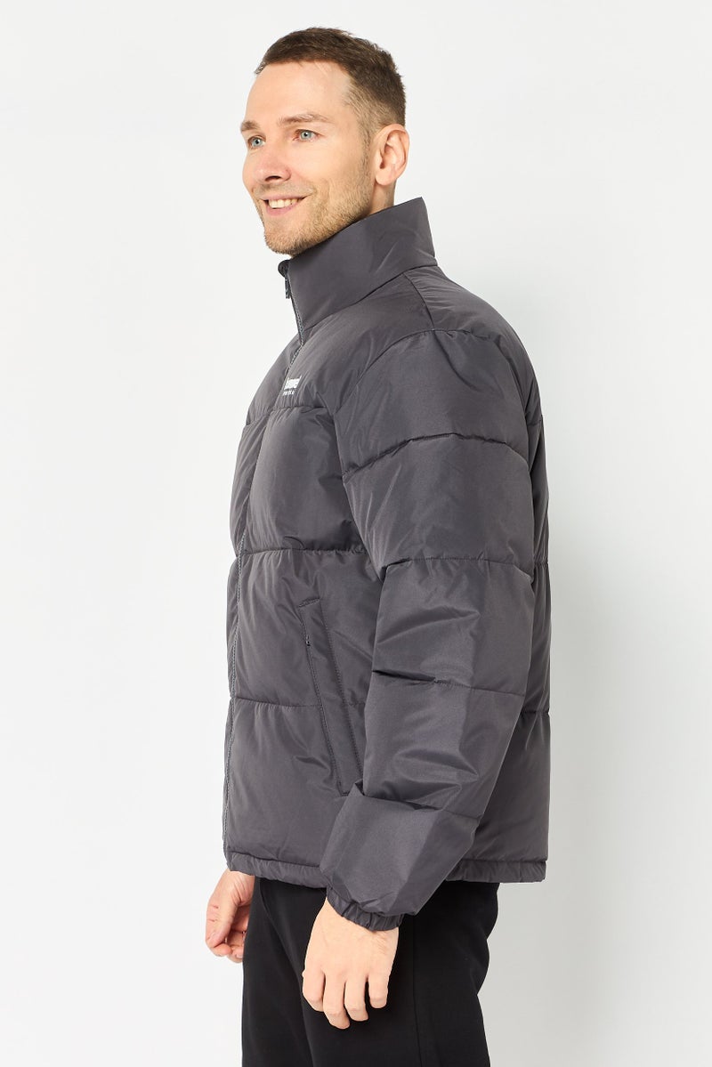 Hummel Men Sportswear Fit Long Sleeve Outdoor Bomber Jacket, Grey - Image 3