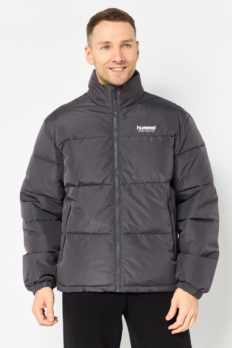 Hummel Men Sportswear Fit Long Sleeve Outdoor Bomber Jacket, Grey - Image 1