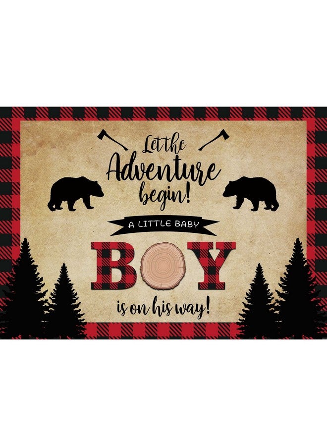 SeekPro خلفية حفل استقبال المولود 7X5 قدم نمط خشبي أحمر مغامرة الدب تبدأ حفل استقبال المولود للذكور لوازم حفلات Sk6211B - Image 1