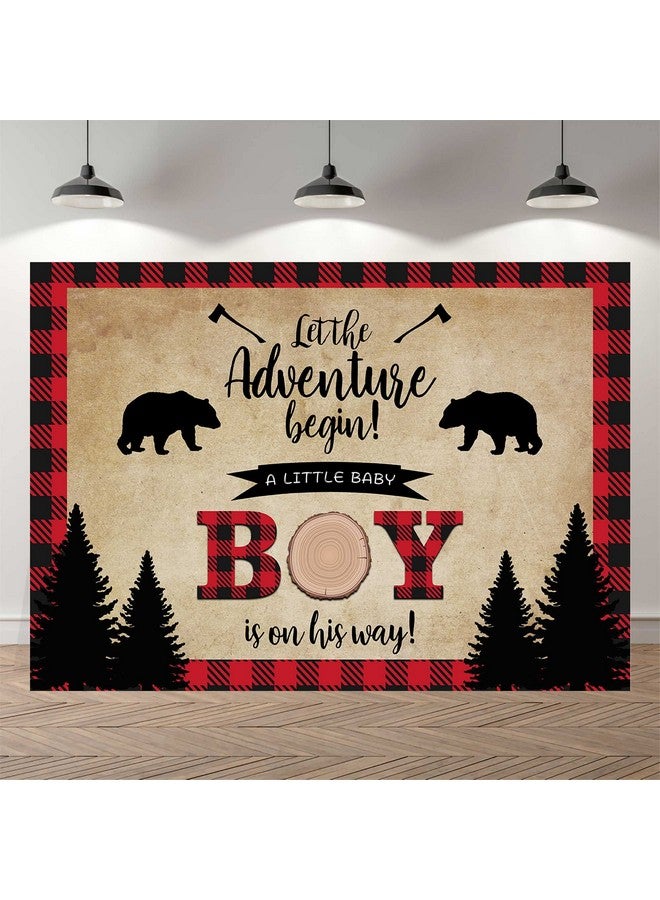 SeekPro خلفية حفل استقبال المولود 7X5 قدم نمط خشبي أحمر مغامرة الدب تبدأ حفل استقبال المولود للذكور لوازم حفلات Sk6211B - Image 3