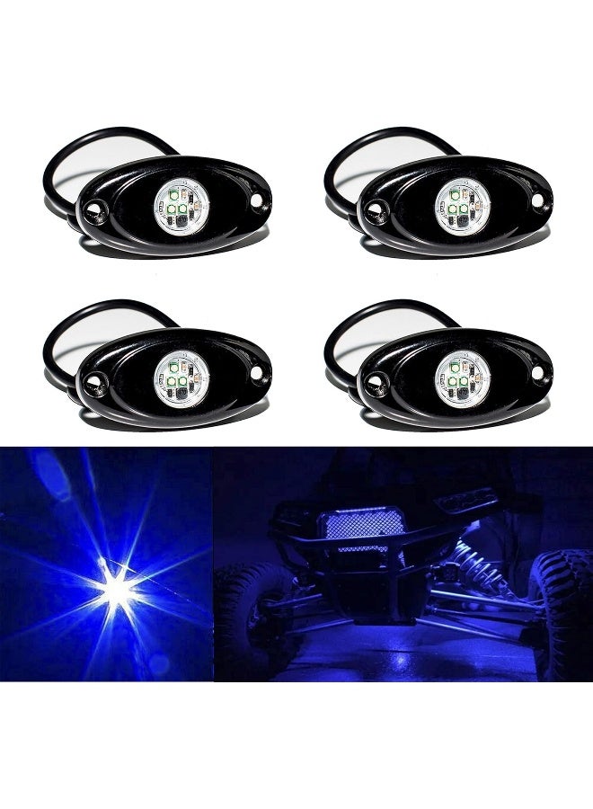 RUYI YONEDA LED Rock Lights 4PODS Waterproof LED Neon Underglow Light for Car Truck ATV UTV SUV Offroad Boat Underbody Glow Trail Rig Lamp (Blue) - Image 1