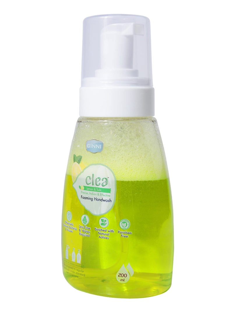Clea Germ Protection Liquid Handwash Bottle | Hydrating Foaming Hand Wash - 200ml (Lemon-Tulsi, Pack of 2) - Image 3