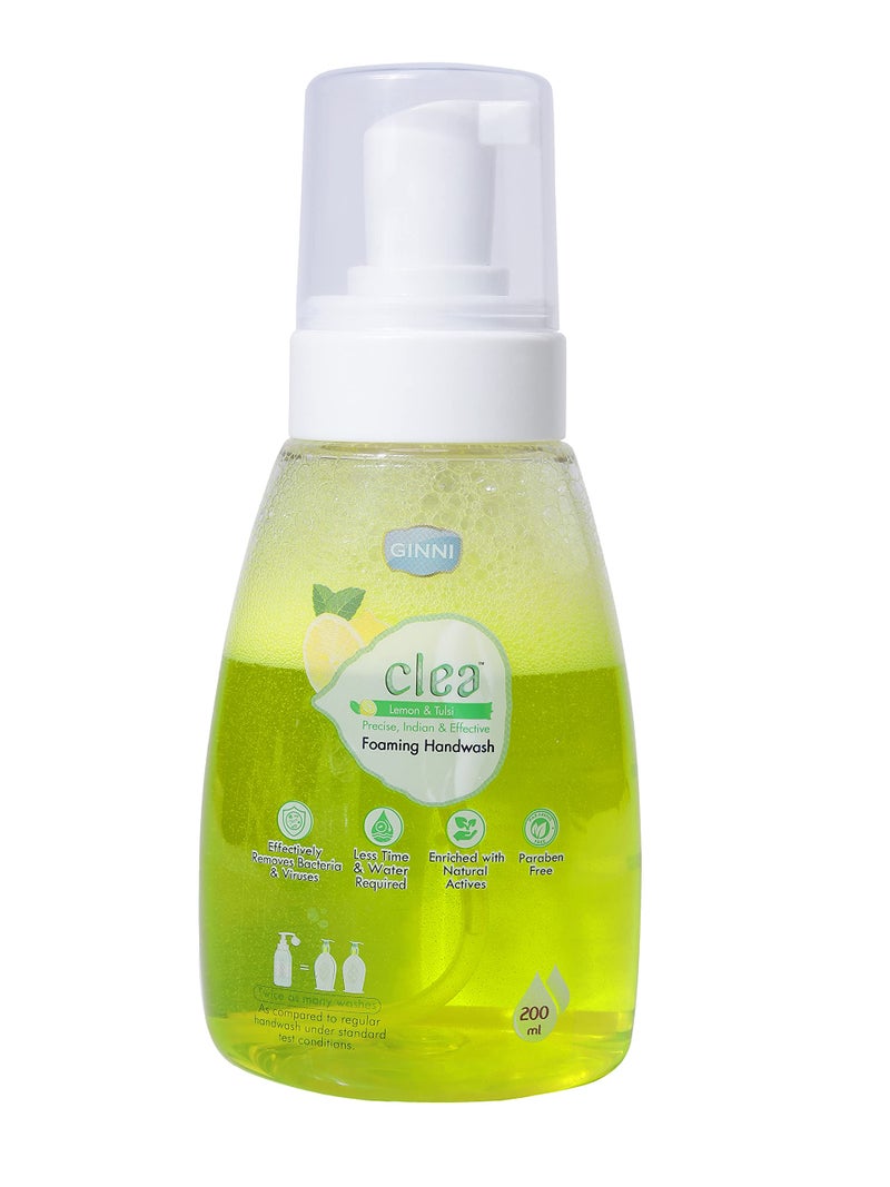 Clea Germ Protection Liquid Handwash Bottle | Hydrating Foaming Hand Wash - 200ml (Lemon-Tulsi, Pack of 2) - Image 2