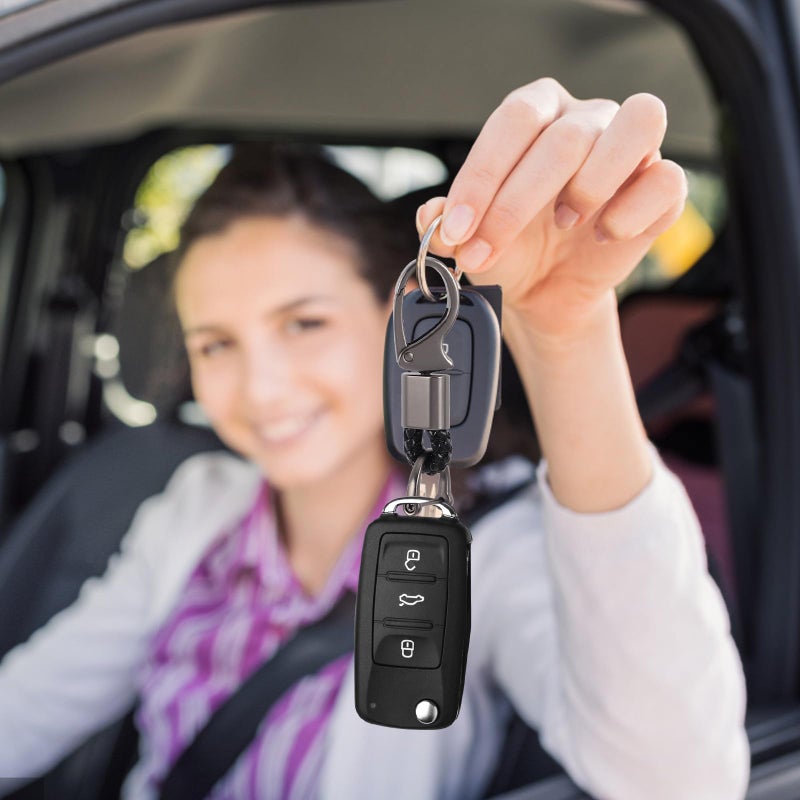 Black Zinc Alloy Keychain with D Ring for Men Small Car Key Holder Automotive Key Fob - Image 5