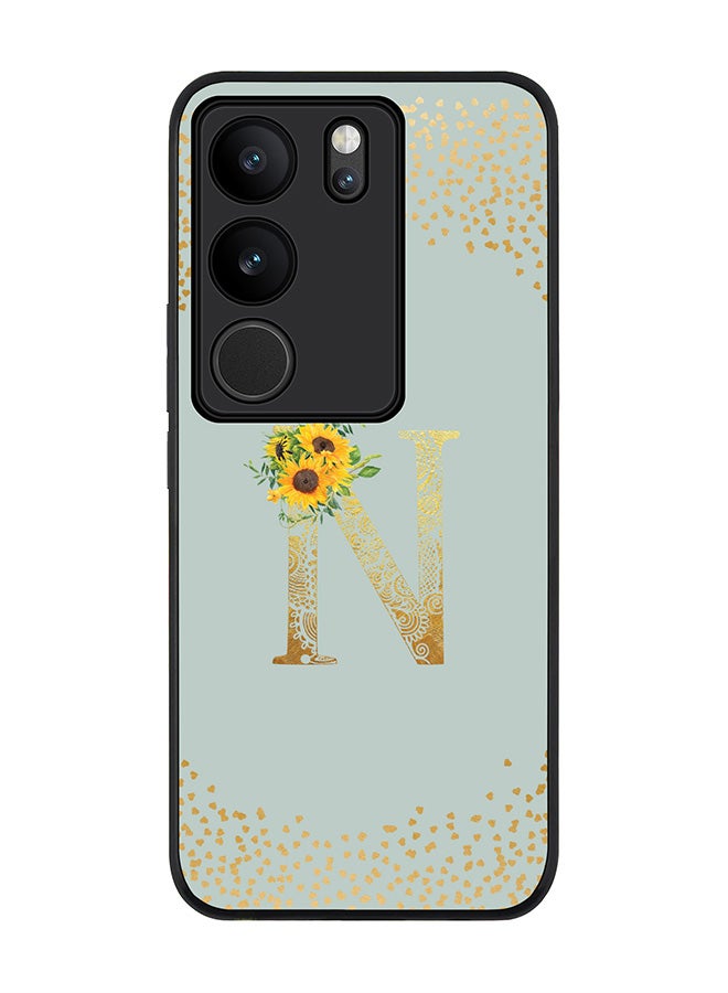 Stylizedd Case for Vivo V29 / Vivo V29 Pro / Vivo S17, Slim fit Flexible Cover Custom Monogram Initial Letter Floral Mandala Pattern Alphabet - N (Light Grey) - Image 1