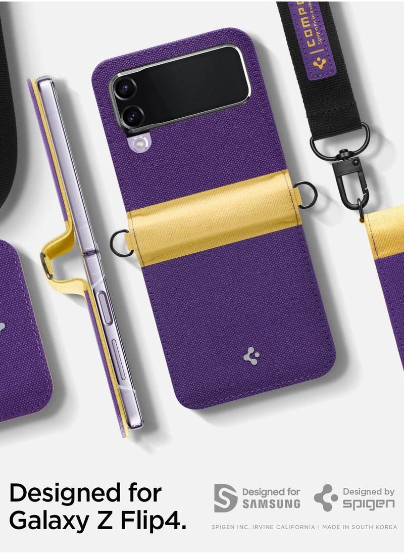 Spigen - Compoty Samsung Galaxy Z Flip 4 Case Cover with Strap - Pansy - Image 1