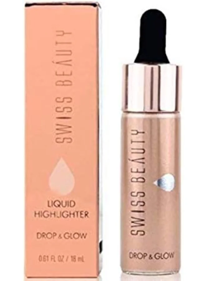 سويس بيوتي Swiss Beauty Drop & Glow Liquid Highlighter For Face Makeup | Illuminating Liquid Highlighter With Dewy Finish | Shade -Metal, 18ml