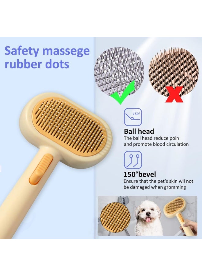Meetion 2-in-1 Cat Grooming Brush with Cat Hair Remover, Reusable Dog Hair Remover for Couch, Carpet Rake for Pet Hair Removal, Double-Sided Pet Hair Beauty Tools (Orange) - Image 2