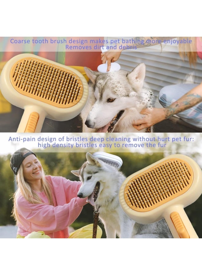 Meetion 2-in-1 Cat Grooming Brush with Cat Hair Remover, Reusable Dog Hair Remover for Couch, Carpet Rake for Pet Hair Removal, Double-Sided Pet Hair Beauty Tools (Orange) - Image 5