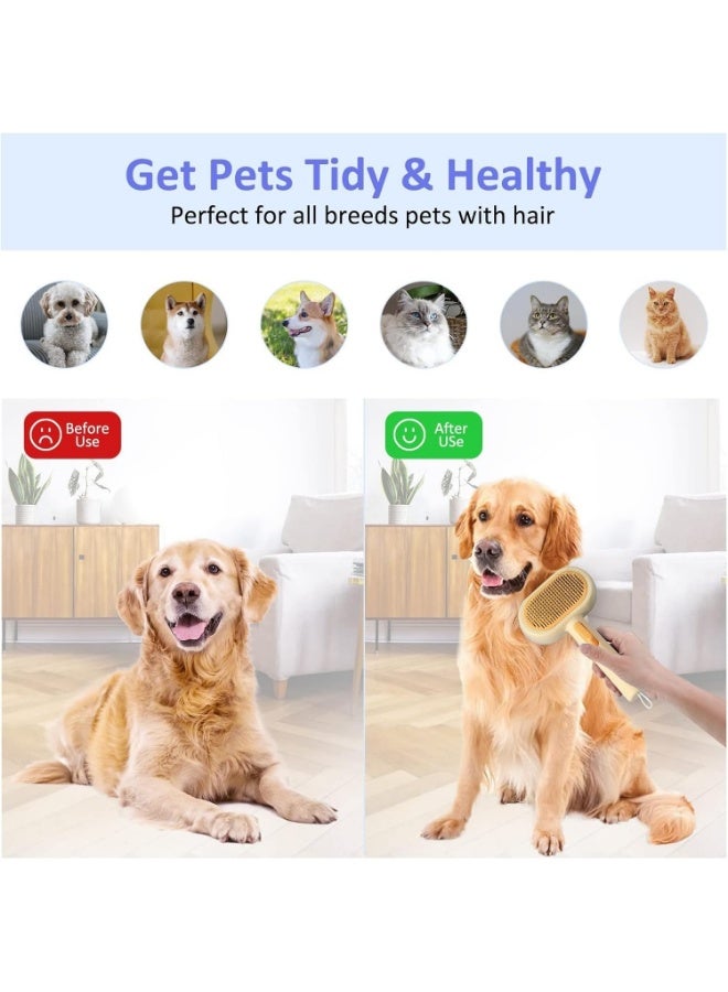 Meetion 2-in-1 Cat Grooming Brush with Cat Hair Remover, Reusable Dog Hair Remover for Couch, Carpet Rake for Pet Hair Removal, Double-Sided Pet Hair Beauty Tools (Orange) - Image 4