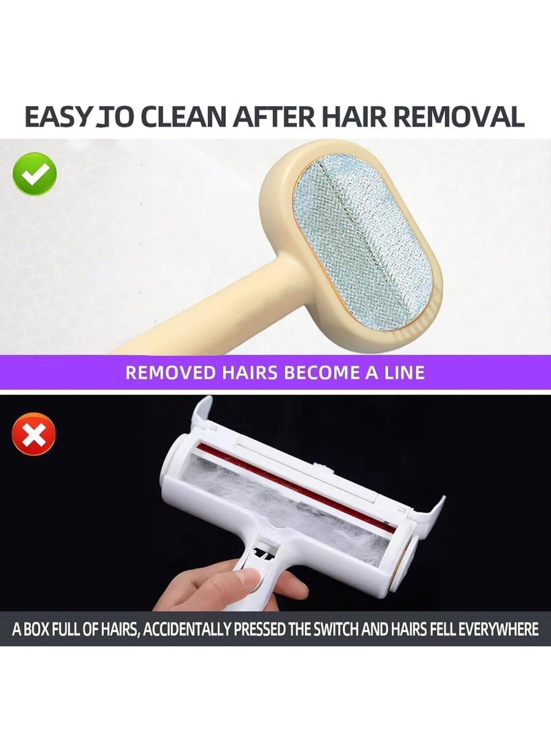 Meetion 2-in-1 Cat Grooming Brush with Cat Hair Remover, Reusable Dog Hair Remover for Couch, Carpet Rake for Pet Hair Removal, Double-Sided Pet Hair Beauty Tools (Orange) - Image 3