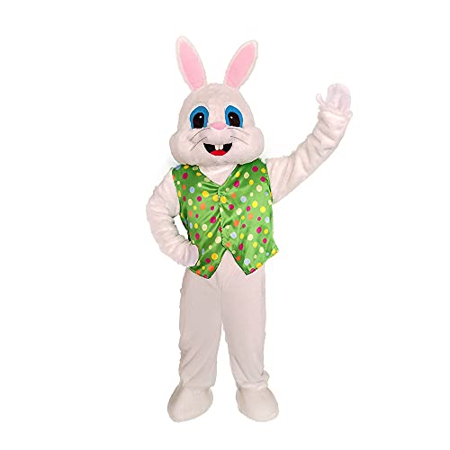 MatGui Easter Rabbit Mascot Costume Green Vest Unisex Deluxe Bunny Costume Party Adult Size Fancy Dress - Image 2