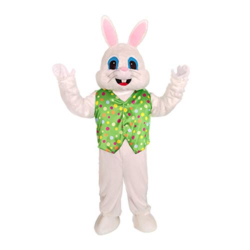 MatGui Easter Rabbit Mascot Costume Green Vest Unisex Deluxe Bunny Costume Party Adult Size Fancy Dress - Image 1