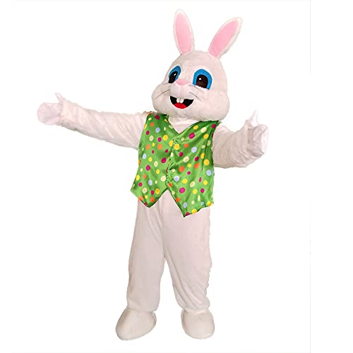MatGui Easter Rabbit Mascot Costume Green Vest Unisex Deluxe Bunny Costume Party Adult Size Fancy Dress - Image 3