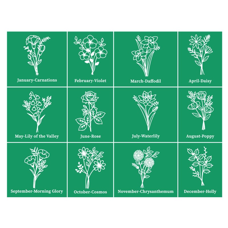JAJADO Reusable Silk Screen Stencil Birth Month Flowers Bouquet 85x11 inch Wildflower Self Adhesive Stencil Nature Vine Screen Printing Stencil for Painting on Wood TShirt Wall DIY Home Decor - Image 3