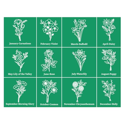 JAJADO Reusable Silk Screen Stencil Birth Month Flowers Bouquet 85x11 inch Wildflower Self Adhesive Stencil Nature Vine Screen Printing Stencil for Painting on Wood TShirt Wall DIY Home Decor - Image 1