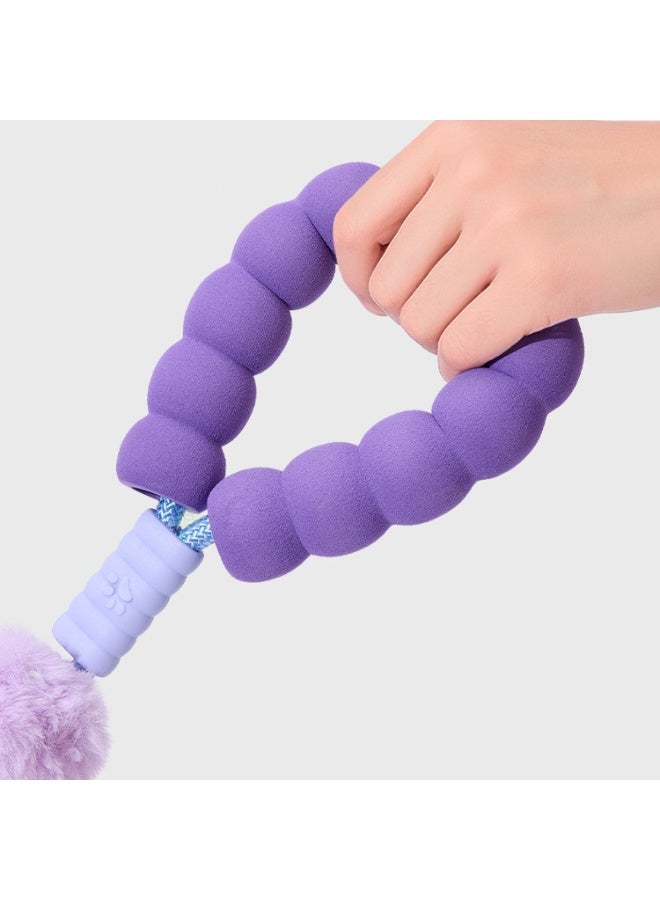 Trendy Royal Purple & Blue Contrast Anti-pull Dog P-Leash - Professional No-Choke Slip Lead With Purple Plush Ball, 0.8cm Diameter Strong Nylon Climbing Rope, Soft Foam Handle Training Rope, Length 1.5m - Image 2