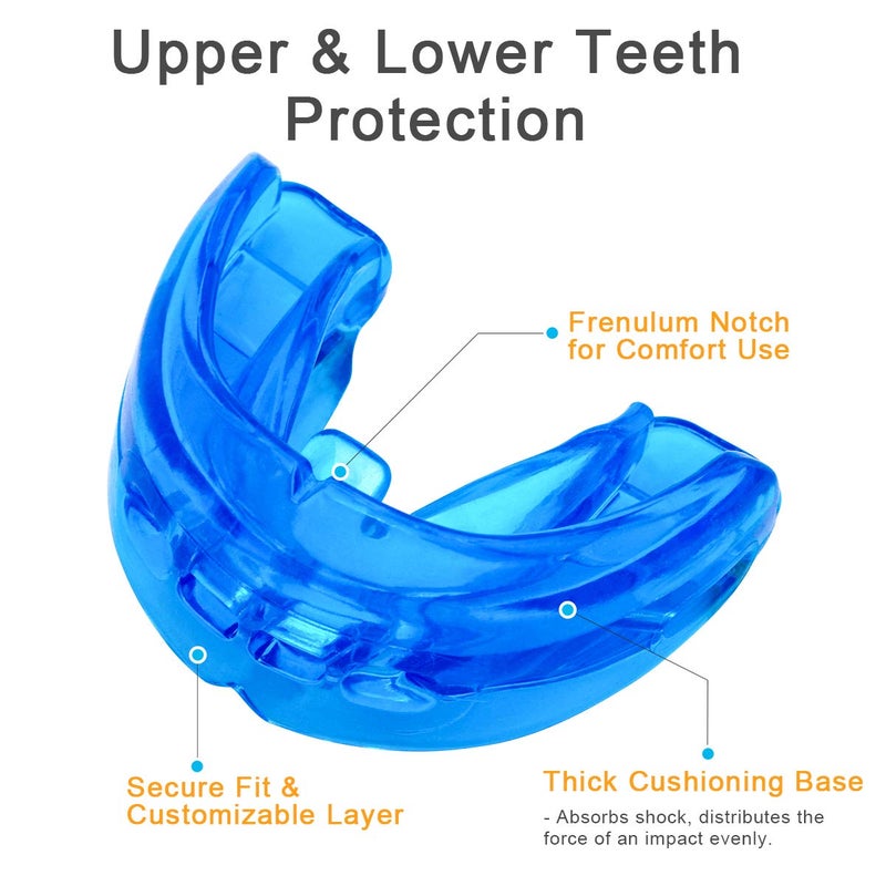 Coolrunner Double Braces Mouth Guard, Mouth Guard Sports, Athletic Mouth Guards, Youth Mouthguard for Upper and Lower Teeth Protection, No Boiling Required for Youth, Teenager (Blue) - Image 3