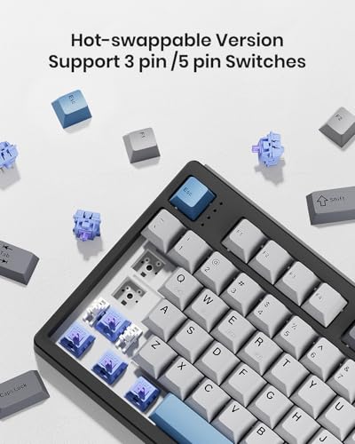 Kisnt Wireless Mechanical Keyboard,104 Keys 100% Full Size with Number Pad,Gasket Mounted Creamy Sound,Hot Swappable,Knob& Media Keys,Bluetooth/2.4GHz/USB-C for Gaming/Typing/Win/Mac/PC (Carbon Black) - Image 4