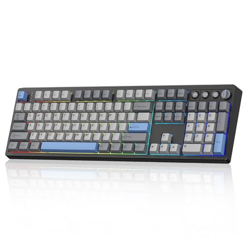 Kisnt Wireless Mechanical Keyboard,104 Keys 100% Full Size with Number Pad,Gasket Mounted Creamy Sound,Hot Swappable,Knob& Media Keys,Bluetooth/2.4GHz/USB-C for Gaming/Typing/Win/Mac/PC (Carbon Black) - Image 2