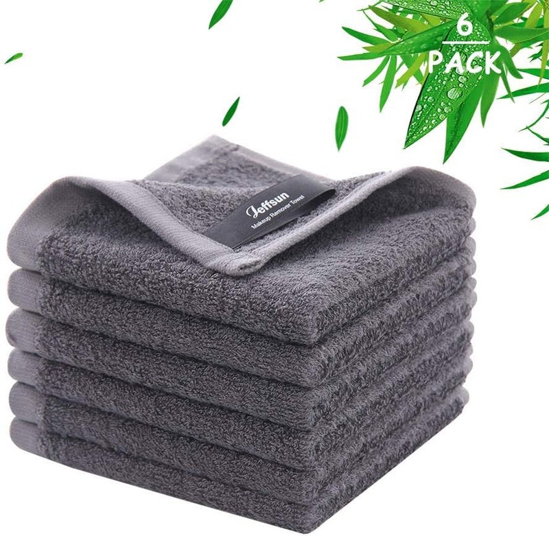 Wash Cloths 6 Pack Super Soft and Skin Friendly Face Towel for Sensitive Skin Reusable Washable Makeup Remover Cloth 10x10 inch Small Face Washcloth Easy to Rinse Dark Grey Facial Cleaning Cloths