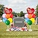 LaRandom 2 Sets Happy Birthday in Heaven Decoration Kit Include 2 Pcs Heartshaped Balloon and Stands 12 Pcs Latex Balloons for Cemetery Memory Life Funeral Condolence Anniversary DecorMulticolor - Image 2