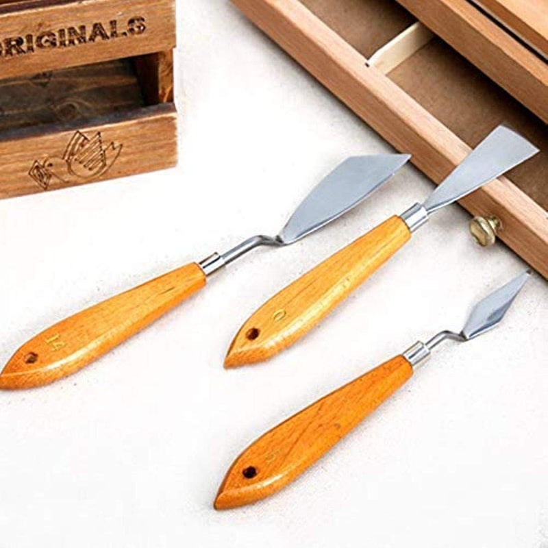 chrome 3Pcs Stainless Steel Artists Palette Knife Set,Spatula Palette Knife Painting Mixing Scraper,Thin and Flexible Art Tools for Oil Painting, Acrylic Mixing, Etc. - Image 3