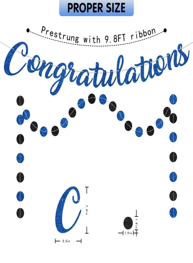 Blopee Blue Congratulations Banner Sign Prestrung Congrats Banner Garland Congratulations Decorations Congrats Graduation Banners for Graduation Decorations Retirement Wedding Party Decor Supplies - Image 3