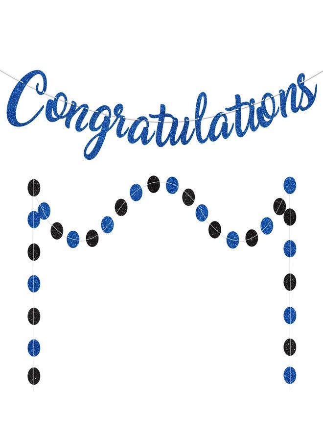 Blopee Blue Congratulations Banner Sign Prestrung Congrats Banner Garland Congratulations Decorations Congrats Graduation Banners for Graduation Decorations Retirement Wedding Party Decor Supplies - Image 1