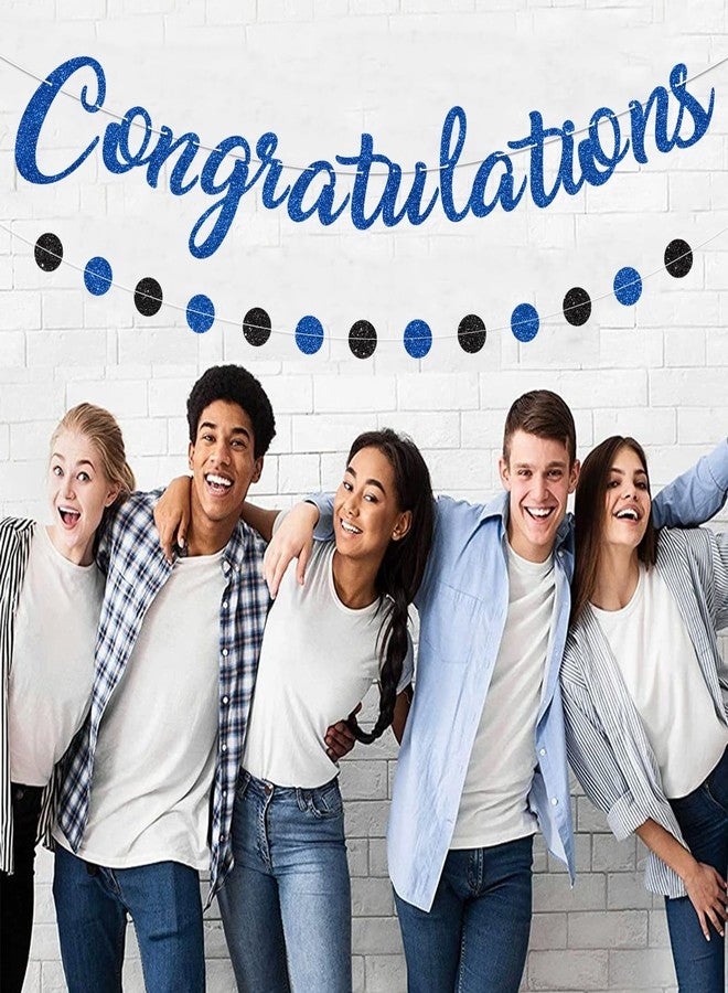 Blopee Blue Congratulations Banner Sign Prestrung Congrats Banner Garland Congratulations Decorations Congrats Graduation Banners for Graduation Decorations Retirement Wedding Party Decor Supplies - Image 4