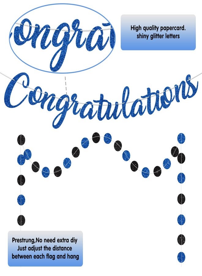 Blopee Blue Congratulations Banner Sign Prestrung Congrats Banner Garland Congratulations Decorations Congrats Graduation Banners for Graduation Decorations Retirement Wedding Party Decor Supplies - Image 2
