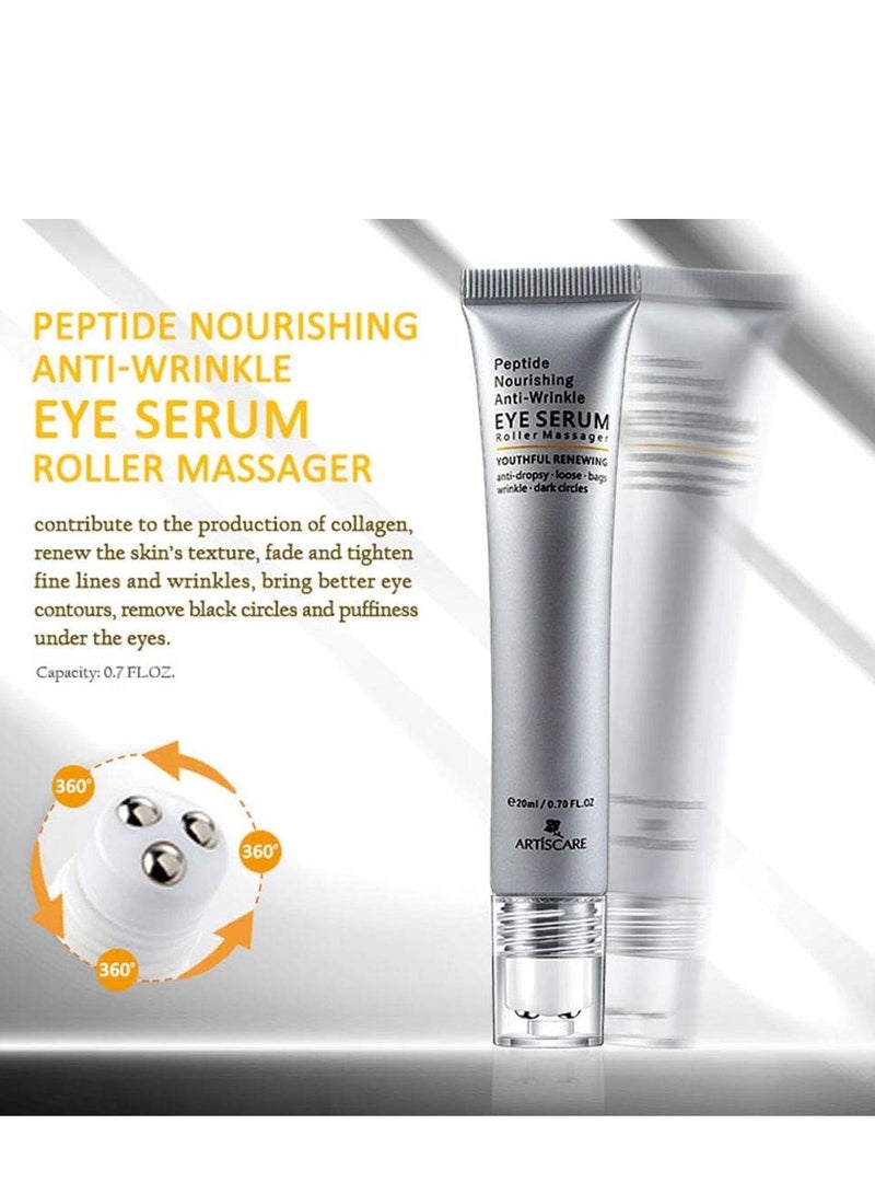 Generic Eye Peptide Serum Eye Massage Roller Nourishing Relieve Loose Eye Bags Dark Circles Eye Skin Care Under Eye Cream for Fine Wrinkles and Puffiness Daily Skincare(Nourishing Grey 20mL)  - Image 2