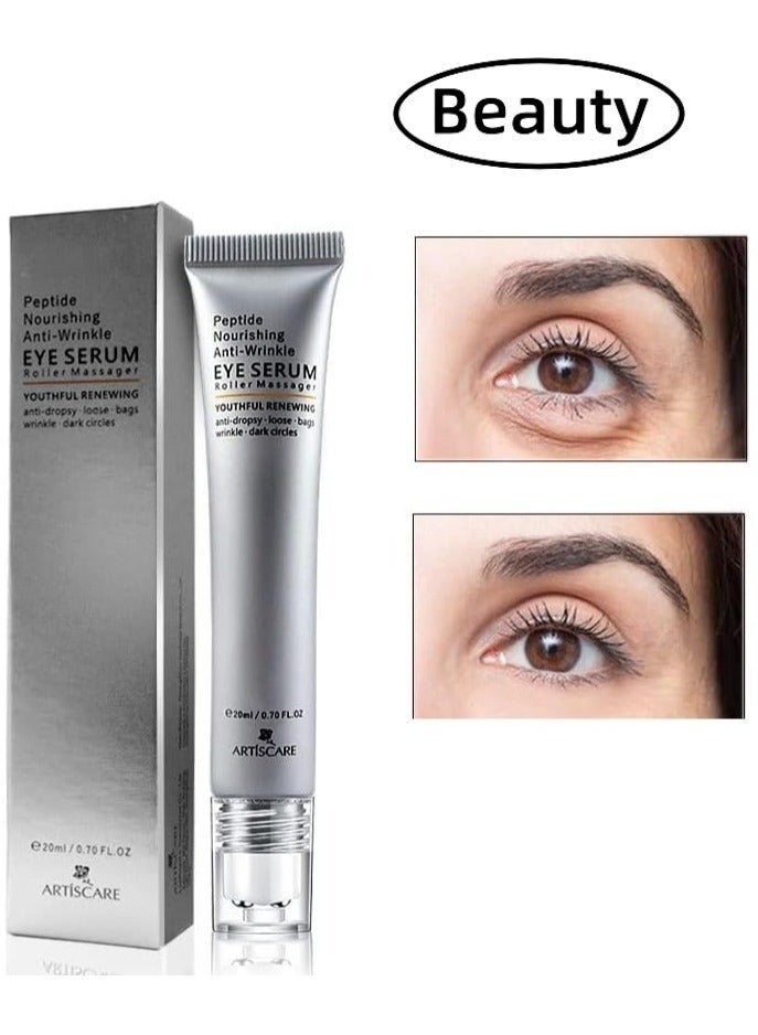 Generic Eye Peptide Serum Eye Massage Roller Nourishing Relieve Loose Eye Bags Dark Circles Eye Skin Care Under Eye Cream for Fine Wrinkles and Puffiness Daily Skincare(Nourishing Grey 20mL)  - Image 1