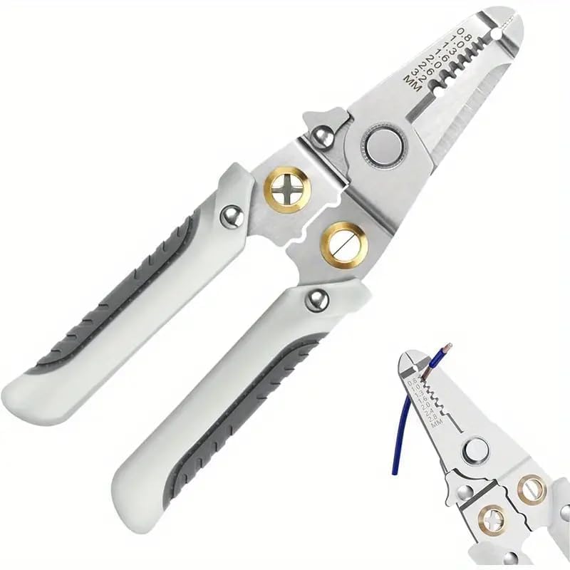 Cuzenal 6in1 Wire Stripper Cutter Pliers Tools For Electricians Multifunctional Wire and Cable Stripping Cutting Winding Crimping Precision Stainless Stee Hand Electrician Decrustation Tool - Image 1