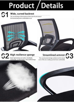 CityRiya-Long Ergonomic Gaming Chair Office Chair 300 Lbs Adjustable Home Desk Chair Task Computer Chair Lumbar Support Computer Chair Mesh Back Swivel Armrest Chair Modern Home Executive Office Chairs (Black)  - Image 5
