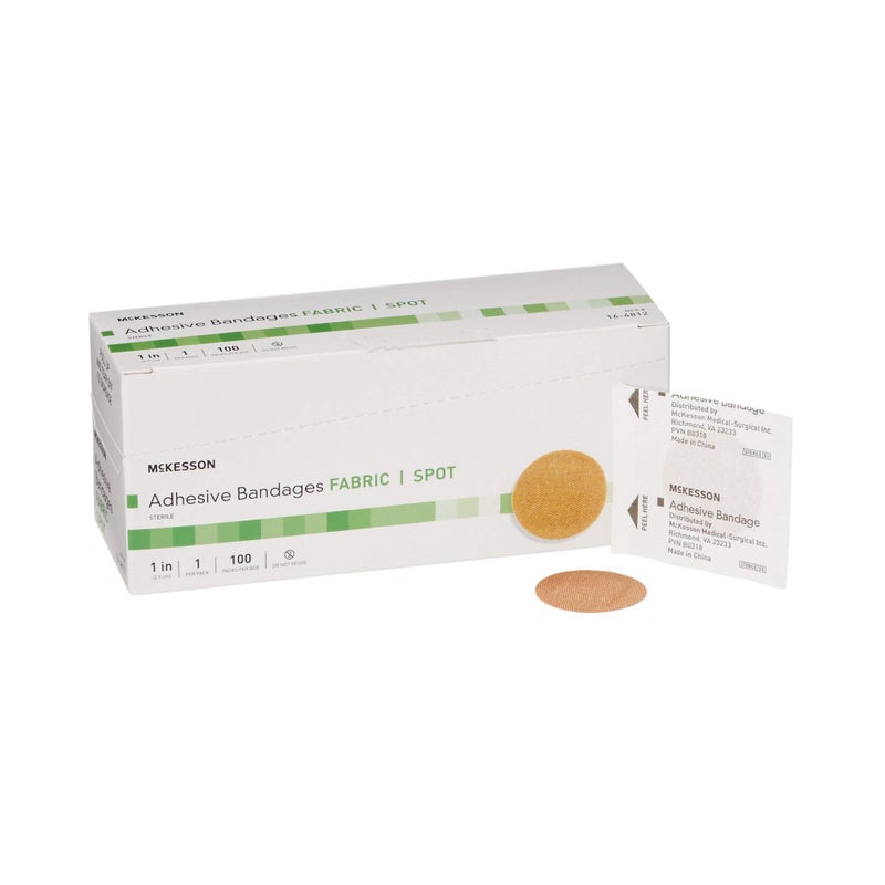 MCKESSON Adhesive Spot Bandage Medi-Pak Performance Fabric 1" Diameter Round Tan (#16-4812, Sold Per Box) - Image 1