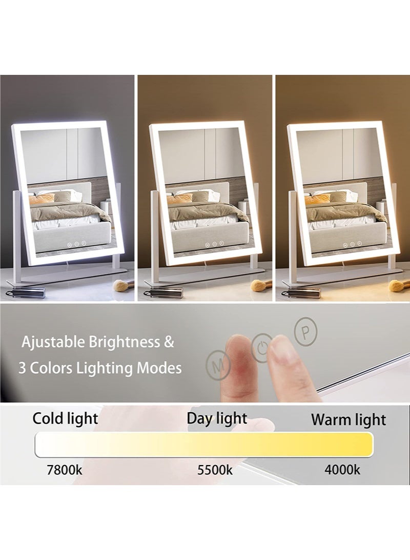 WALALLA Vanity Mirror with 5x Magnification with Lights Lighted Makeup Mirror, 3 Color Lighting Modes,USB Charging Port Touch Control,Sturdy Metal Frame Design(44*33cm) - Image 2